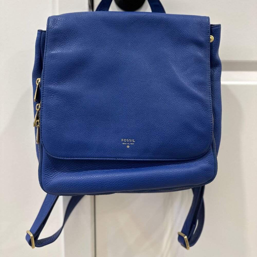 Fossil Navy Leather Mini Backpack